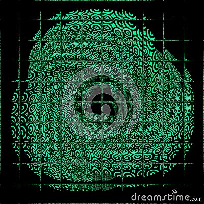 rectangular mosaic effect from single mobius ring in bright green Cartoon Illustration