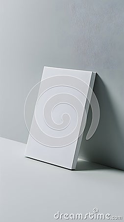 Rectangular object with sharp edge and raised top against gray background Stock Photo
