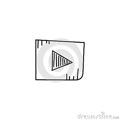 Rectangular play button hand rawn icon Vector Illustration