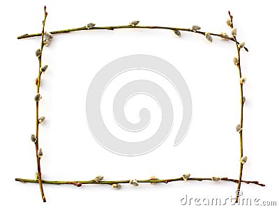 Rectangular willow frame on white Stock Photo