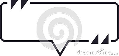 Rectangular quote box featuring triangles for open and closed quotes, visually representing dialogue or citation while Vector Illustration