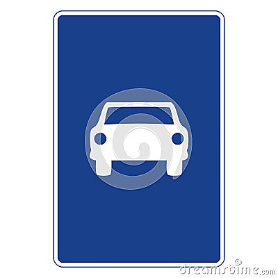 Rectangular traffic signal in blue and white, isolated on white background. Road for cars start sign Vector Illustration