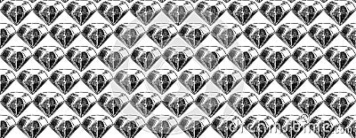 Rectangular transparent background with a seamless pattern of diamonds Stock Photo