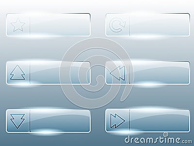 Rectangular transparent glass buttons Stock Photo