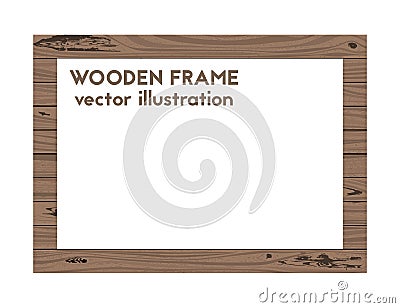 Rectangular wooden frame. Vector Illustration