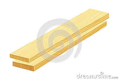 Rectangular Wooden Plank or Board as Sawed Timber Vector Illustration Vector Illustration