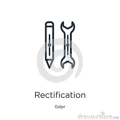 Rectification icon. Thin linear rectification outline icon isolated on white background from gdpr collection. Line vector Vector Illustration