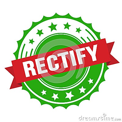 RECTIFY text on red green ribbon stamp Stock Photo