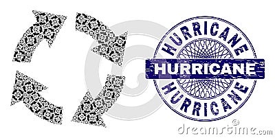 Circulation Fractal Collage of Circulation Icons and Grunge Hurricane Round Guilloche Seal Vector Illustration