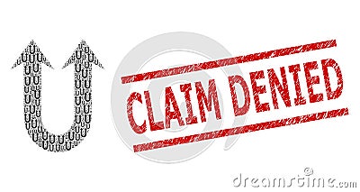 Double Forward Arrow Recursive Mosaic of Double Forward Arrow Items and Textured Claim Denied Stamp Vector Illustration