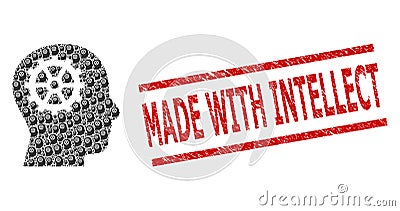 Intellect Recursive Composition of Intellect Icons and Scratched Made with Intellect Seal Stamp Vector Illustration