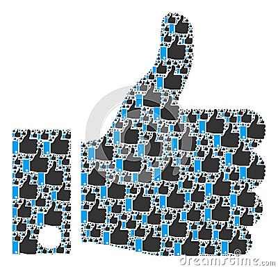 Thumb Up Recursive Mosaic of Itself Icons Vector Illustration
