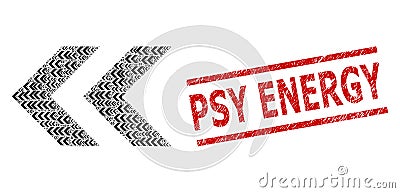 Shift Left Recursion Composition of Shift Left Icons and Distress Psy Energy Seal Vector Illustration