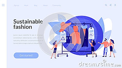 Sustainable fashion concept landing page Vector Illustration