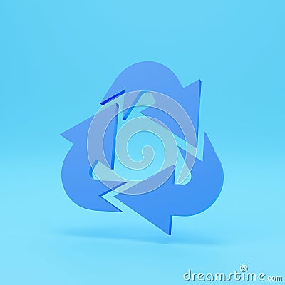 Recycle arrow 3d render.3d Arrows in circle with shadow isolated on colour background. Stock Photo