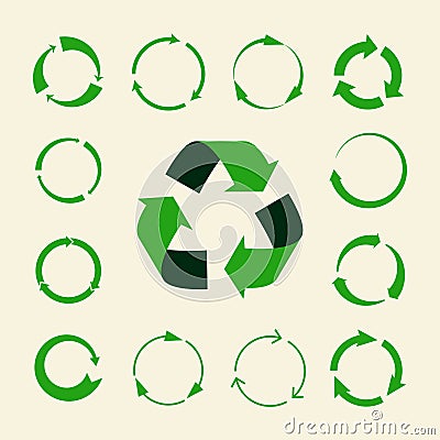 Recycle arrows vector set - ecology icons collection Vector Illustration
