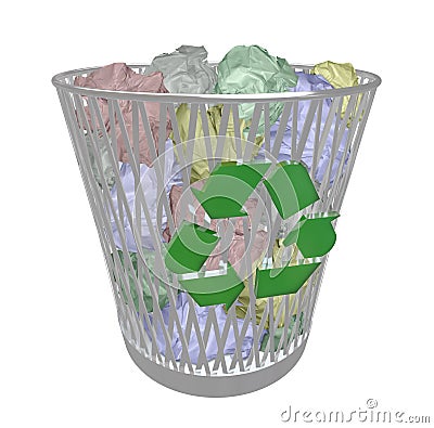 Recycle Bin - Colored Paper Stock Photo