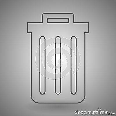 Recycle bin icon. trashcan icon contour illustration on gray background Cartoon Illustration