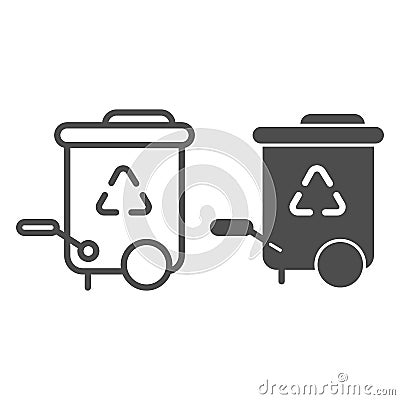 Recycle bin line and glyph icon. Reuse vector illustration isolated on white. Trash outline style design, designed for Vector Illustration