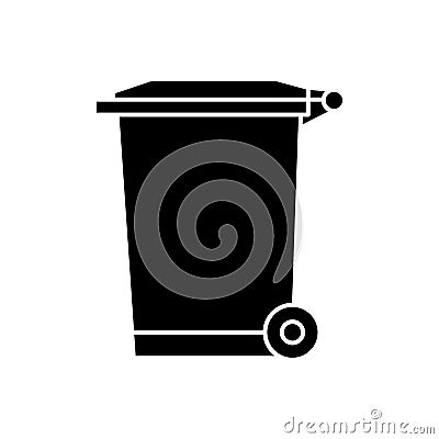 Recycle bin for trash and garbage. Street plastic wheelie waste bin. Rubbish container. Glyph icon of dumpster isolated on white Vector Illustration