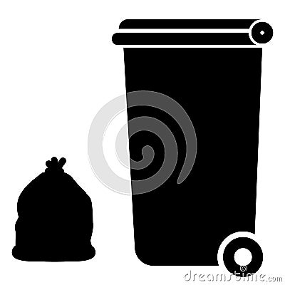 Recycle bin trash on white background. garbage sign. wheelie bin symbol. flat style Vector Illustration