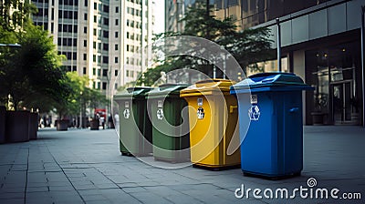 Recycle bins, containers in the city Stock Photo