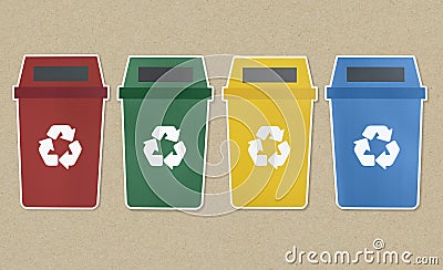 Recycle bins isolated on background Stock Photo