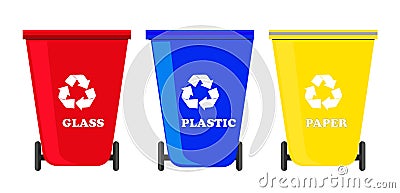 Recycle bins set vector Cartoon Illustration