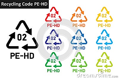 Recycle Code PE-HD set Vector Illustration