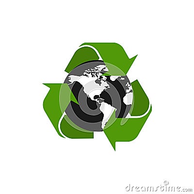 Recycle earth. World map vector abstract illustration in flat Vector Illustration