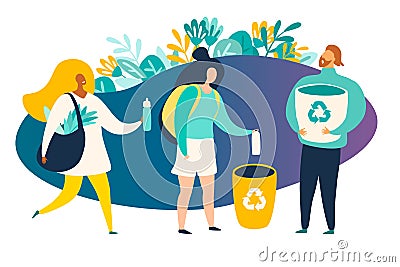 Recycle, ecological lifestyle vector illustration. Zero waste concept. Vector Illustration