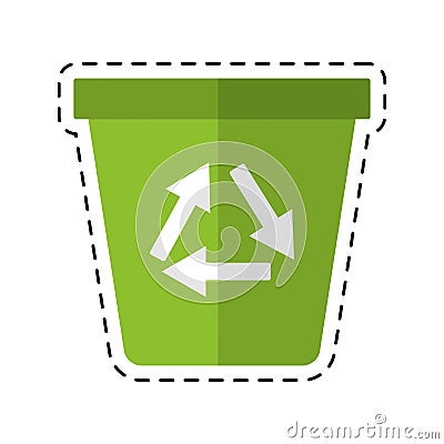 Recycle ecology trash can - dot line Vector Illustration