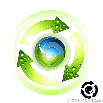 Recycle Globe Icon Cartoon Illustration