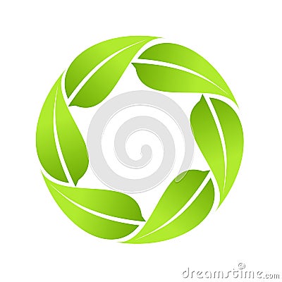 Recycle - green leaves circle logo, vector Vector Illustration