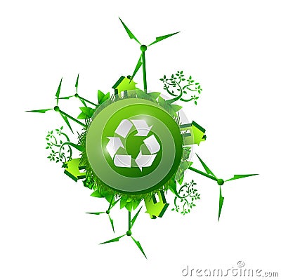 Recycle green nature concept illustration design Cartoon Illustration