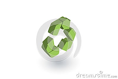 Recycle green symbol. Environmental protection isometric flat icon. 3d vector Vector Illustration