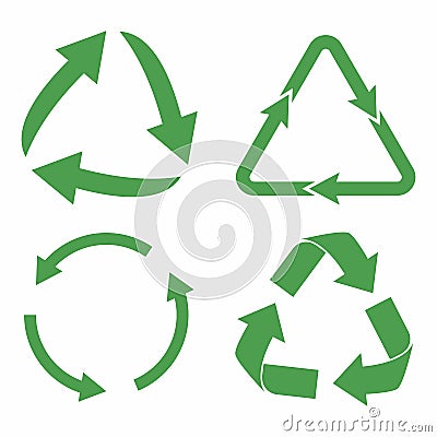 Recycle icon set. Green eco cycle arrows. Recycle symbol in ecology Vector Illustration