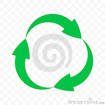 Recycle icon, vector arrows circle symbol. Eco waste reuse cycle, bio waste recycle green round arrows Vector Illustration