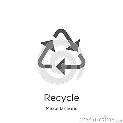 recycle icon vector from miscellaneous collection. Thin line recycle outline icon vector illustration. Outline, thin line recycle Vector Illustration