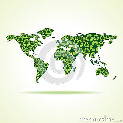 Recycle icons make world map Vector Illustration