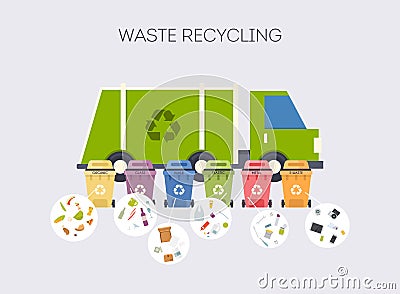 Recycle infographic. Waste types segregation recycling. Flat design modern vector illustration concept Vector Illustration