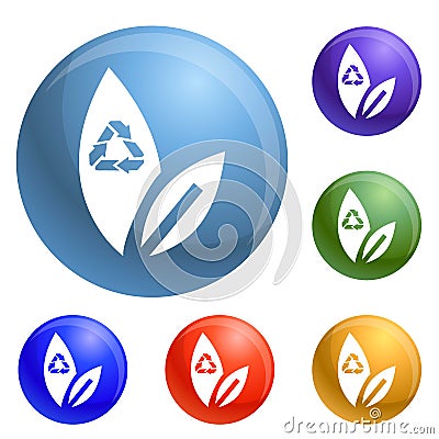 Recycle leaf icons set vector Vector Illustration