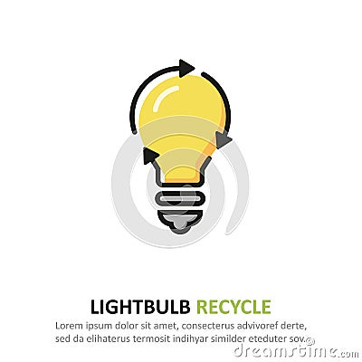 Recycle lightbulb icon in a flat design. Vector illustration Vector Illustration