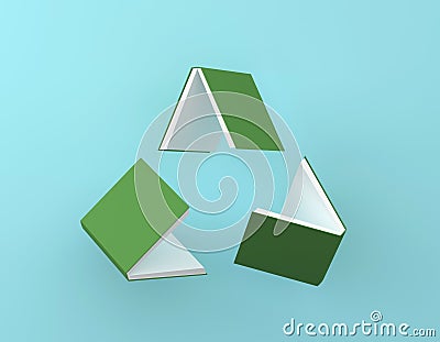 Recycle logo, Creative idea layout of green book cycle recycled icon on blue background. Recycling natural, green, ecology, Stock Photo