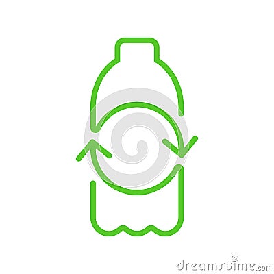 Recycle plastic logo icon, Arrows pet bottle shape recycling sign, Ecological preservation concept Vector Illustration