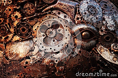 Recycle rough metal cogwheel texture background Stock Photo