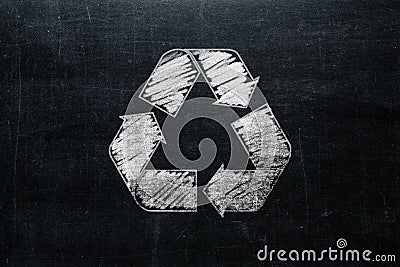 Recycle sign on chalkboard isolated on blackboard texture with c Stock Photo