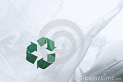 Recycle sign on plastic Stock Photo