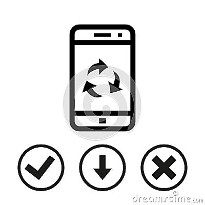 Recycle sign on smartphone screen icon stock vector illustration flat design Vector Illustration