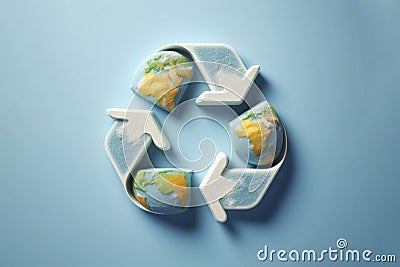 Recycle symbol copy space, Eco friendly earth on blue background. ai generative Stock Photo